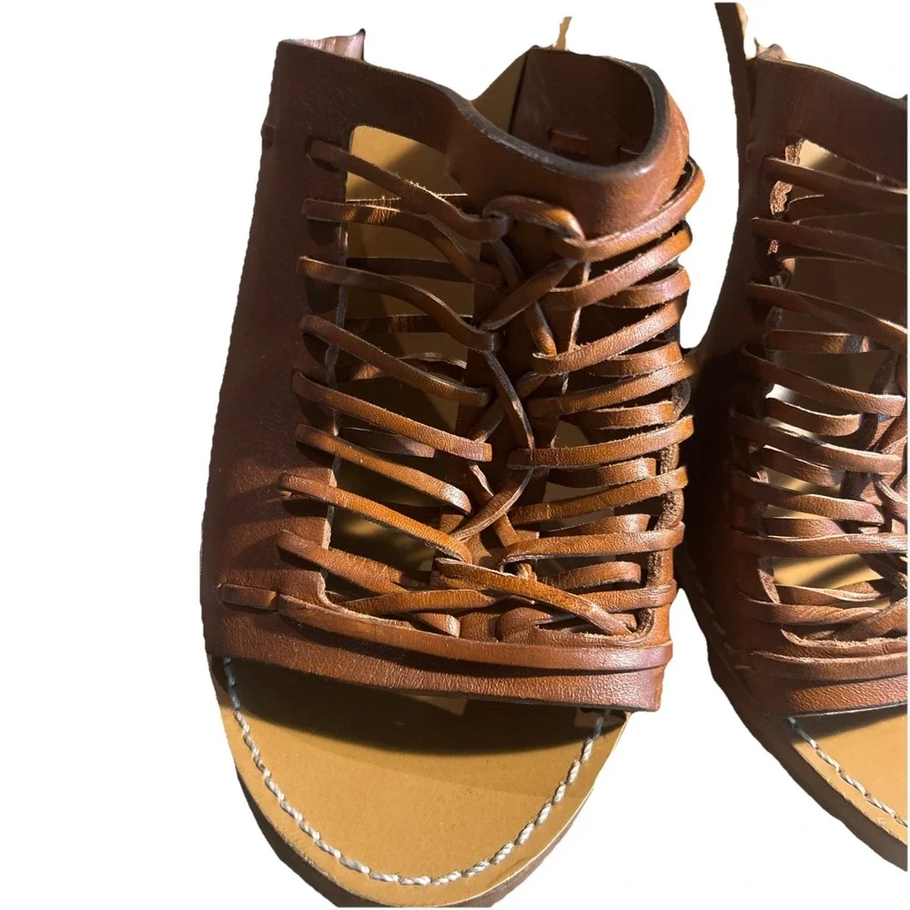 J. CREW MARLOW HUARACHE MULES Leather Light Blush 3.5